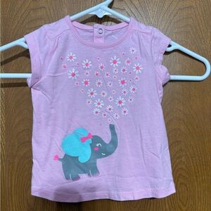 Jumping Beans Pink Elephant and Flowers Tee